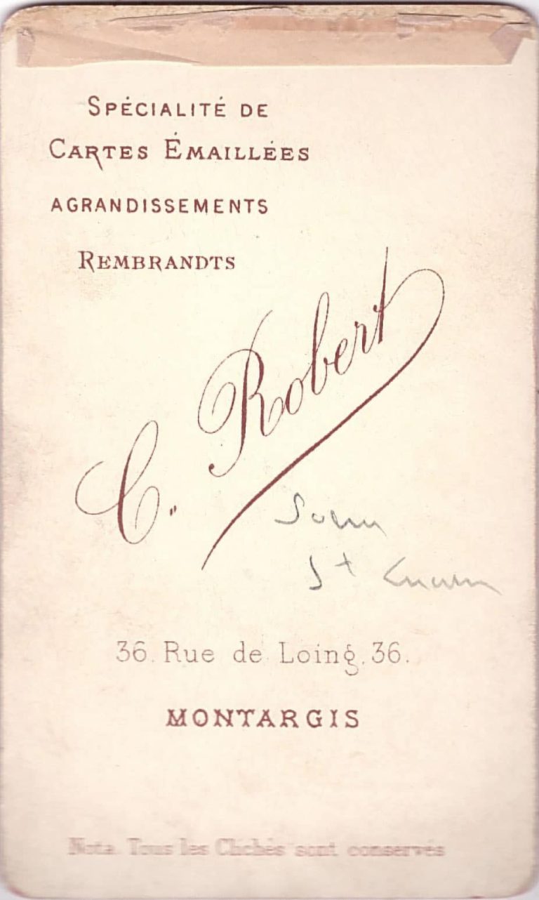 Edouard Buguet, pseudonyme C. Robert, photographe à Montargis - Carte de visite