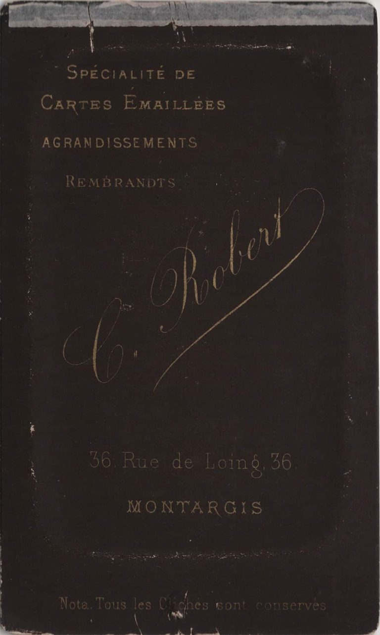 Edouard Buguet, pseudonyme C. Robert, photographe à Montargis - Carte de visite