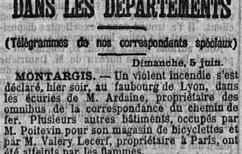 Histoire de Montargis - Incendie Faubourg de Lyon